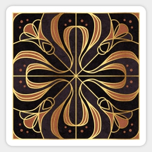 Art Deco Floral. Gold and dark purple Sticker